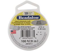 Alambre para ensartar cuentas de acero inoxidable Beadalon de 19 hebras, 0,38 mm (0,15 pulg.), brillante, 31 m (100 pies)