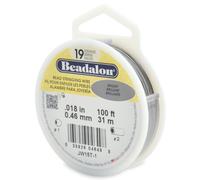 Alambre para ensartar cuentas de acero inoxidable Beadalon de 19 hebras, 0,46 mm (0,18 pulg.), brillante, 31 m (100 pies)