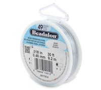 Alambre para ensartar cuentas de acero inoxidable Beadalon de 49 hebras, 0,46 mm (0,18 pulg.), blanco, 9,2 m (30 pies)