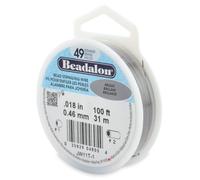 Alambre para ensartar cuentas de acero inoxidable Beadalon de 49 hebras, 0,46 mm (0,18 pulg.), brillante, 31 m (100 pies)