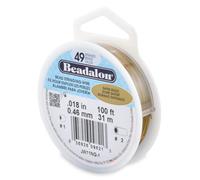 Alambre para ensartar cuentas de acero inoxidable Beadalon de 49 hebras, 0,46 mm (0,18 pulg.), dorado satinado, 31 m (100 pies)