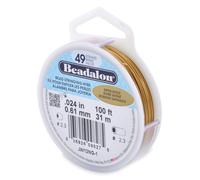 Alambre para ensartar cuentas de acero inoxidable Beadalon de 49 hebras, 0,61 mm (0,24 pulg.), dorado satinado, 31 m (100 pies)