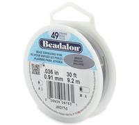 Alambre para ensartar cuentas de acero inoxidable Beadalon de 49 hebras, 0,91 mm (0,036 pulg.), brillante, 9,2 m (30 pies)