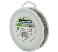 Alambre para ensartar cuentas de acero inoxidable Beadalon de 7 hebras, 0,010 pulg./0,25 mm, brillante, 1000 pies/305 m