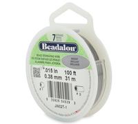 Alambre para ensartar cuentas de acero inoxidable Beadalon de 7 hebras, 0,015 pulgadas (0,38 mm), brillante, 100 pies (31 m)