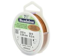 Alambre para ensartar cuentas de acero inoxidable Beadalon de 7 hebras, 0,015 pulgadas (0,38 mm), cobre satinado, 30 pies (9,2 m)