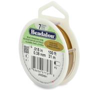 Alambre para ensartar cuentas de acero inoxidable Beadalon de 7 hebras, 0,015 pulgadas (0,38 mm), dorado satinado, 100 pies (31 m)