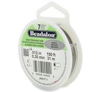 Alambre para ensartar cuentas de acero inoxidable Beadalon de 7 hebras, 0,30 mm (012 pulg.), brillante, 31 m (100 pies)