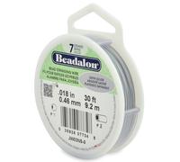 Alambre para ensartar cuentas de acero inoxidable Beadalon de 7 hebras, 0,46 mm (0,18 pulg.), color plata satinada, 9,2 m (30 pies)