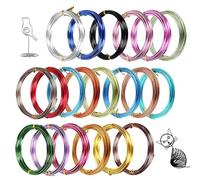 Alambre para manualidades, 100 m, 20 colores, alambre de aluminio fino y flexible, ideal para joyería, modelado, grifos y esculturas