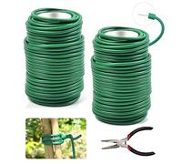 Alambre Plastificado Verde,2 Bobinas Alambre Jardin 3,5mm x 40m,Alambre Para Plantas Lazos,Alambre Para Jardinería Con Cortador,Ldeal Para Atar Rosales Trepadores y Soporte De Plantas En El Jardín