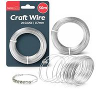 Alambre plateado de 50 m para manualidades de 0,7 mm, alambre de metal de calibre 20 para manualidades, alambre de joyería, alambre de modelado para esculturas de arcilla, alambre de armadura para