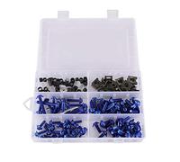 Alamor 177 Piezas del Kit De Tornillos De Carenado De Motocicleta Tuercas Tornillos Clips para Honda/Yamaha/Kawasaki/Suzuki - Azul