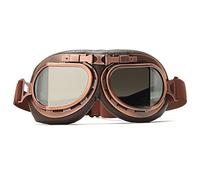 Alamor Casco Piloto Vintage Steampunk Cobre Motocicleta Scooter Casco Gafas Gafas Anti UV-Plata