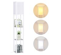 Alampia Lámpara de Pie Madera, Lámpara de Piso 3000K-5000K con Estante, Lámpara de Lectura con Portalámparas E27, Decoraciones Interiores Adecuado Para el Salón y el Dormitorio (Bombilla Incluida)