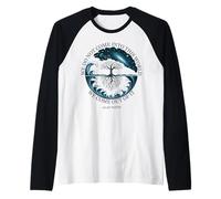 Alan Watts Árbol Cósmico Ondas Cita Universo Naturaleza Océano Cielo Camiseta Manga Raglan