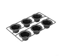 Alanmoship 1 bandeja antiadherente de acero al carbono para hornear para 6 tazas, para cocinar uniformemente, perfecta para hacer postres, color negro, 40,5 x 23,5 x 6 cm