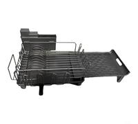 Alanmoship 1 escurreplatos extensible con drenaje giratorio de 270° para cocinas pequeñas, soporte de secado de acero al carbono para apartamentos, color negro, 44-69 cm