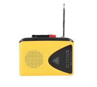 Alanmoship 1 grabadora de cinta estéreo con radio FM/AM, reproductor de casete y grabadora, altavoz de 45 mm, alimentado por USB o batería, diseño compacto ABS en amarillo para viajes y música