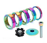 Alanmoship 1 paquete de espaciador de auriculares de bicicleta de aleación de aluminio anodizado para ajuste de altura del manillar, compatible con sistemas roscados de bicicleta de montaña de
