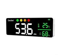 Alanmoship 1 paquete de medidor de decibelios 3 en 1 montado en la pared para monitoreo de temperatura de ruido en tiempo real con indicadores visuales para oficina, escuela, taller, hospital, ABS