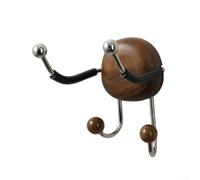 Alanmoship 1 paquete de soporte para secador de pelo, montaje en pared, sin taladrar, estante de almacenamiento de acero inoxidable y madera de nogal para organización de baño, estante de ahorro de