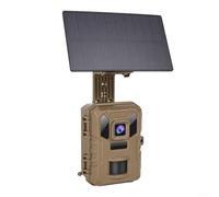 Alanmoship 1 unidad 4K 64MP alimentado por energía solar para cámara TRAIL con control de aplicación, sensor PIR de disparo rápido de 0.2s para monitoreo de vida silvestre al aire libre, marrón