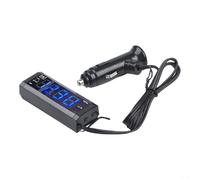 Alanmoship 1 unids 3 en 1 voltímetro de coche termómetro temporizador con pantalla LCD para sedanes SUV de 12 V CC, reloj electrónico digital de plástico ABS rojo de 3.07 pulgadas (azul)