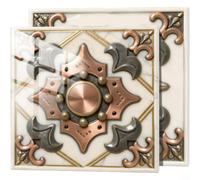 Alanmoship 10 calcomanías de pared con patrón marroquí retro grueso, impermeable PVC autoadhesivo para azulejos para decoración del hogar, marrón 15 x 15 cm (1)