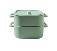 Alanmoship 2 cuencos de silicona para microondas con asas para verduras, pescado, aves de corral, cocina y almacenamiento de alimentos, rojo claro, gris, beige, verde, morado, 22 x 17 x 14 cm (verde)