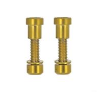 Alanmoship 2 pernos y tuercas de aleación de metal M5 x 18 mm para manillar de bicicleta de montaña y carretera, actualización de vástago dorado negro (dos dorados)