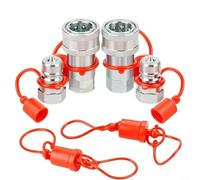 Alanmoship Acoplador rápido femenino hidráulico ISO7241-A con el casquillo, acero al carbono NPT 1/2, 1/4, 3/8 para los sistemas del estilo del pionero, alta presión galvanizada 3600 PSI (NPT1/2)