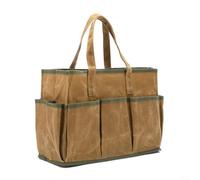 Alanmoship Bolsa de lona encerada resistente de 16 onzas con 10 bolsillos externos, almacenamiento resistente al agua para jardineros, electricistas y manitas (caqui)