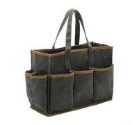 Alanmoship Bolsa de lona encerada resistente de 16 onzas con 10 bolsillos externos, almacenamiento resistente al agua para jardineros, electricistas y manitas (verde)