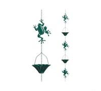 Alanmoship Cadena de lluvia de metal de 32 pies, sistema de drenaje de canalones de acero galvanizado con 5 tazas para patio, césped, uso al aire libre, recogedor de lluvia decorativo, boquilla de