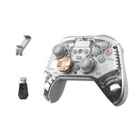 Alanmoship Controlador de juego inalámbrico con joysticks de efecto Hall para Switch, PC, para PS4 y teléfono, Gamepad ergonómico con soporte para teléfono para juegos de viaje, negro (blanco)