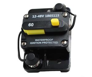 Alanmoship Disyuntor de circuito de 60 amperios para motores de arrastre Minn Kota de 60 V, reinicio manual, protección impermeable de acero inoxidable para barco marino, RV, pesca, color negro