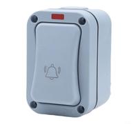 Alanmoship Interruptor de botón de control de timbre impermeable al aire libre con luz indicadora LED, carcasa de ABS montada en superficie a prueba de polvo Ip66, 9 x 6 x 5,5 cm