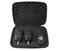 Alanmoship Juego de alarma digital inalámbrica para pesca de carpas con sonido LED, diseño resistente a la lluvia para reservorio, costa, caña de mar, pesca, 2 transmisores, 1 receptor, negro (1+2