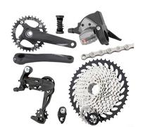 Alanmoship Juego de cadena individual para bicicleta de montaña de 10 velocidades, con bielas huecas, cadena de transmisión de aluminio de casete 46T para ciclismo todoterreno (plato 36T)