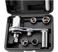 Alanmoship Juego de llaves de vaso manuales 16B 680 Nm multiplicador de par con enchufes de 17/19/21/22 mm, acero de alto carbono cromado, compatible con sedanes, vehículos utilitarios y