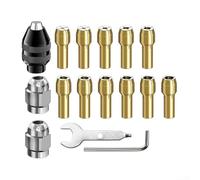 Alanmoship Juego de pinzas para portabrocas Dremel de 16 piezas, vástago de 0,5 a 3 mm, herramienta giratoria de repuesto sin llave, accesorio de portabrocas de cambio rápido con tuerca de metal de