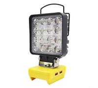 Alanmoship Luz de trabajo LED de 30 W para batería De-walt de 20 V, lámpara de inundación de 3400 lúmenes con puerto USB de 5 V, gancho ajustable de 140° para taller, camping, garaje, color negro