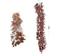 Alanmoship Planta colgante de eucalipto artificial de 2 m con hojas realistas, guirnalda de hiedra sintética de PVC suave para decoración del hogar interior, arco de boda o fondo de eventos (café