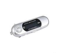 Alanmoship Reproductor MP3 USB con pantalla de 12 pulgadas, memoria de 8 GB, batería recargable, soporta formatos MP3 WMA, conector de 35 mm, para deportes, viajes, gimnasio, correr, negro (plata)