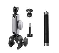 Alanmoship Soporte de cámara para manillar de motocicleta de 360°, doble cabeza de bola, abrazadera de aleación de aluminio para Hero 13-10 para INSTA360 para DJI para OSMO Action Bike Rod 20-50 mm