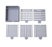 Alanmoship Soporte para notas adhesivas con plantilla, dispensador de bloc de notas ABS para escritorio de oficina, organizador de 3.9 x 3.54 pulgadas para estudiantes y profesores, juego de 6 piezas