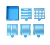 Alanmoship Soporte para notas adhesivas con plantilla, dispensador de bloc de notas ABS para escritorio de oficina, organizador de 3.9 x 3.54 pulgadas para estudiantes y profesores, juego de 6 piezas