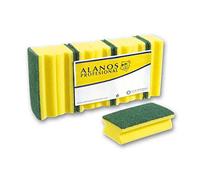 Alanos. 32 Estropajos Salvauñas Calidad Extra con Fibra Verde de Estropajo y Esponja. Uso Profesional Cocinas Industria Alimentaria