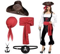 Alaoo Accesorios de Disfraz de Capitán Pirata, 5 Pcs Disfraz Pirata Hombre
